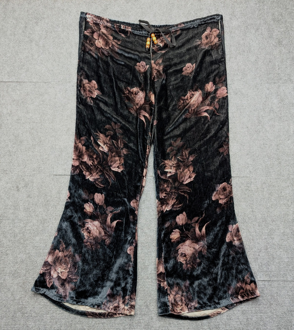 Chaser Velvet Pants Womens Medium Silk Blend Floral Romantic Flare Boho Art